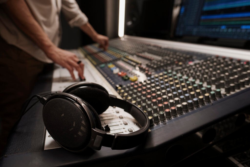 close-up-artist-making-music