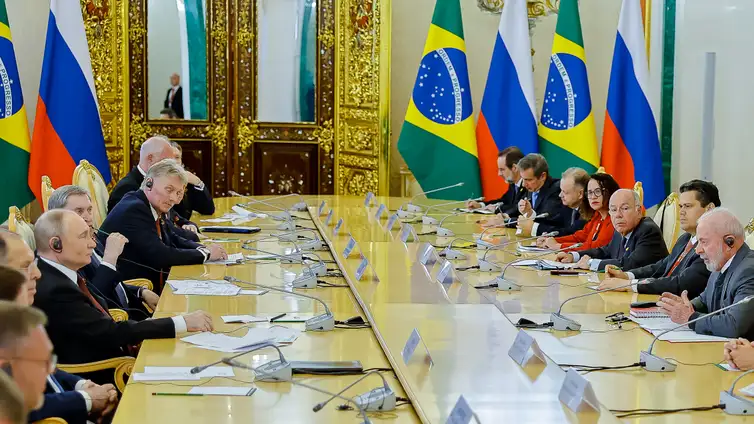 Rússia- 09/05/2025 Presidente da República, Luiz Inácio Lula da Silva, durante reunião com o Presidente da Federação da Rússia, Vladimir Putin. Grande Palácio do Kremlin, Rússia - Moscou.
Foto: Ricardo Stuckert / PR