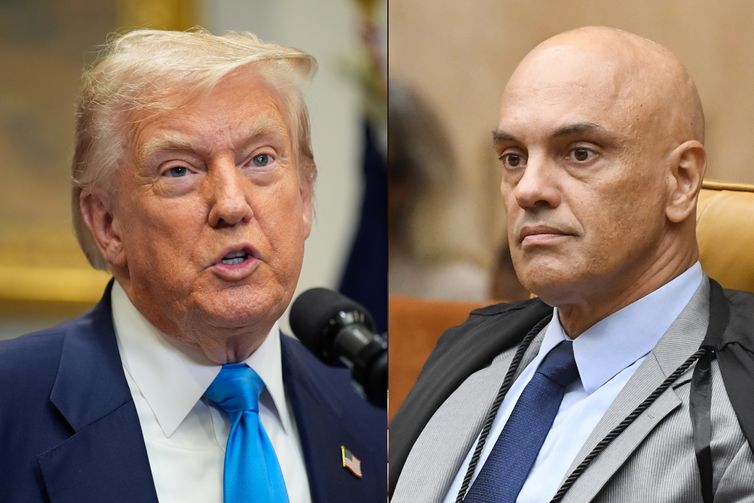 Donald Trump e Alexandre de Moraes. Reuters/Yuri Gripas e Carlos Moura/STF
Alexandre de Moraes