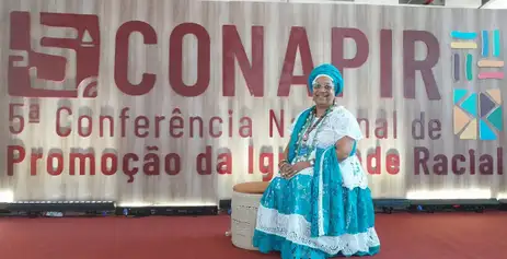 Daniella Almeida/Agência Brasil Brasília (DF), 16/09/2025 –A candomblecista Iyá Márcia de Ogum, de Salvador, é delegada na 5ª Conferência Nacional de Promoção da Igualdade Racial (Conapir) de 2025.
Foto: Daniella Almeida/Agência Brasil