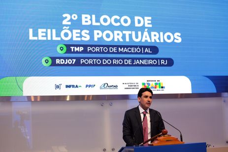 São Paulo (SP), 22/10/2025 - Ministro dos Portos e Aeroportos, Silvio Costa Filho, participa do 2º Bloco de Leilões Portuários na B3. Porto de Maceió e do Rio de Janeiro. Foto: Paulo Pinto/Agência Brasil