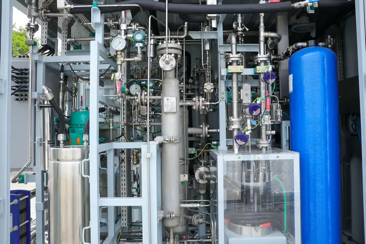 Fabio Rodrigues-Pozzebom/ Agência Brasil Recife (PE) 17/10/2025 - Eletrolisador instalado no Senai Park em Ipojuca Foto: Fabio Rodrigues-Pozzebom/ Agência Brasil