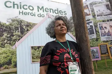 Belém (PA), 18/11/2025 - Angela Mendes, filha do jornalista e ativistada Chico Mendes, em entrevista para a Agância Brasil na COP30. Foto: Bruno Peres/Agência Brasil