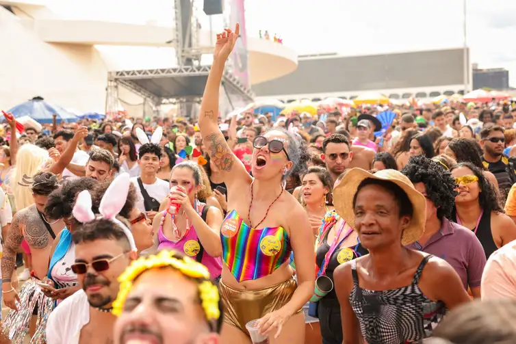 Fabio Rodrigues-Pozzebom/ Agência Brasil Brasília (DF) 02/03/2025 Bloco das Montadas reune diversos foliões na área externa do Museu Nacional da República Foto: Fabio Rodrigues-Pozzebom/ Agência Brasil